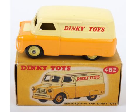 Dinky 482 Bedford ‘DINKY TOYS’ van, orange and yellow body, yellow hubs, in near mint original condition, with yellow illustr