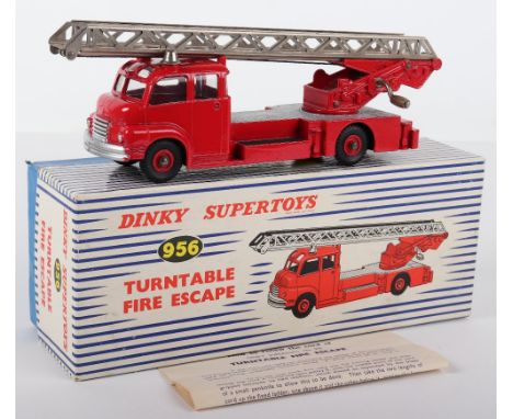 Dinky Supertoys 956 Bedford Turntable Fire Escape with windows, red body, red diecast wheel hubs, in near mint original condi