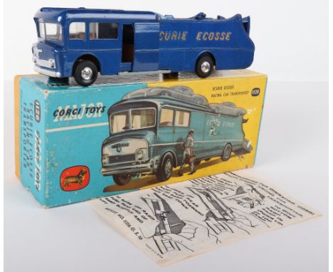 Corgi Major Toys 1126 Ecurie Ecosse Racing Car Transporter, metallic dark blue body, orange lettering, tan interior, spun sha