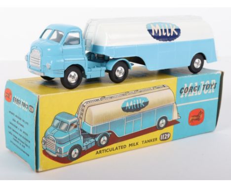 Corgi Major Toys 1129 Bedford S Articulated Milk Tanker, sky blue/white body ‘Drinka Pinta Milka Day’ shaped spun wheels, in 