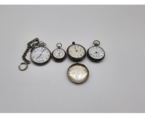 A 1939 Omega stainless steel stem wind pocket watch,&nbsp;48mm, case number 9477515; together with two silver cased pocket wa