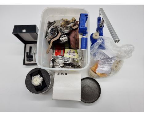 A quantity of wristwatches, to include six Rotary examples and a quantity of watchmaker's tools. 