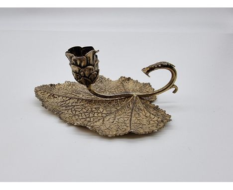 A William IV silver gilt leaf shaped candlestick, by&nbsp;Joseph Willmore, Birmingham 1832, 7cm wide, 45g. 