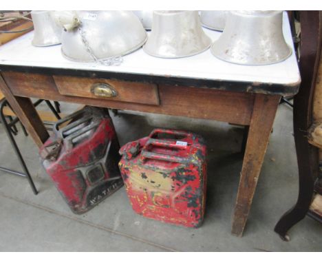 An enamel top kitchen table 