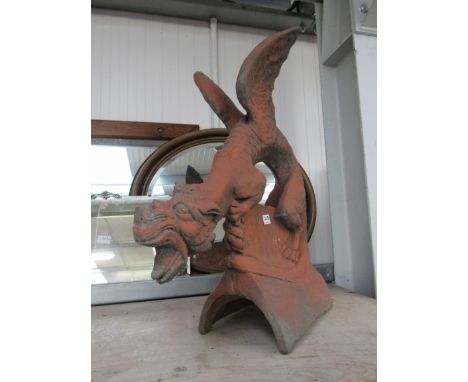 A dragon roof finial, two chips to back corner 