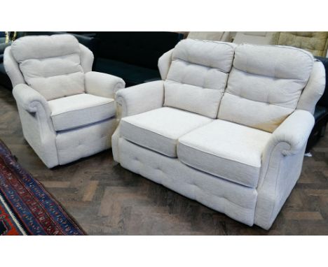 G-plan 2 seater sofa and one matching chair in Ivory buttoned material