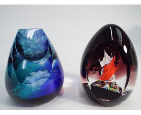 Two Caithness collectors glass paperweights Limited Edition Polar Ice Flow 307/500 and The Philosophers Stone 45/500 - both a