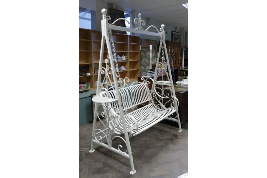 Cream Wrought Iron Garden Swing Seat