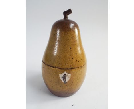 Georgian style pear shaped tea caddy with painted decoration and zinc liner - 19cm tall 