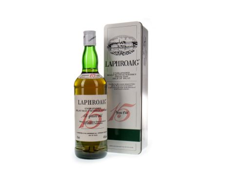 LAPHROAIG 15 YEARS OLD PRE-ROYAL WARRANT Single Malt Scotch Whisky 75cl, 43% volume, in tin.