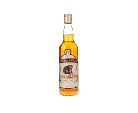CLYNELISH MANAGERS DRAM AGED 17 YEARS Single Malt Scotch Whisky Sherry cask matured, bottle no. 667, signed 23 November 1998.