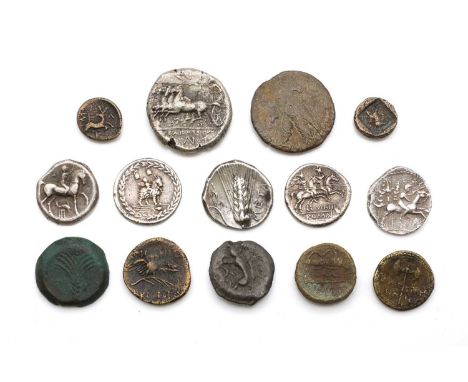 Ancient coins, a collection of coins including a Domitian Denarius, a Hadrian Sestertius and assorted other Republic and Impe