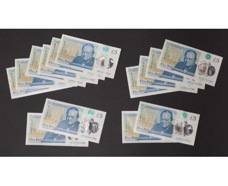 Notes, Great Britain &amp; World, a collection of banknotes including 6 x Victoria Cleland Five Pound notes AM45 512821-6 and