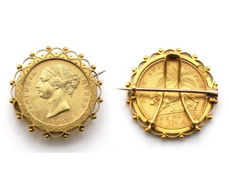 Coins, India, Victoria (1837-1901), One Mohur, 1841, VF+ with wear to finish on cheek, light surface marks and minor edge kno
