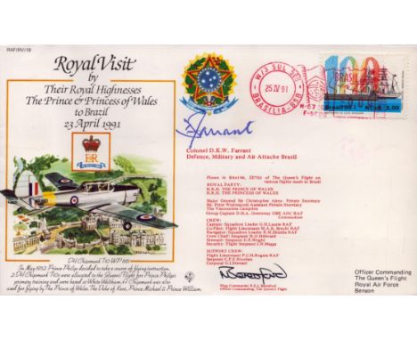 Colonel D K W Farrant and Wing Commander N E L Beresford signed 23rd April 1991 Royal Visit cover. Good condition. All autogr