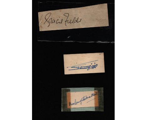 Vintage autograph collection, Dame Gracie Fields,&nbsp;Vera Laughton Matthews and G M Travelyn. Good condition. All autograph