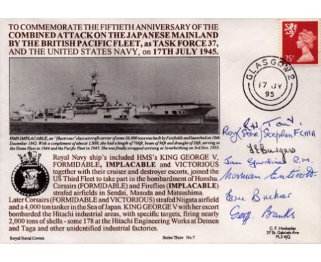R H Tait, R S Stephen, F E Burgess, J Gardener, N Enticott, E Buckler and G Banks Task Force 37 multi signed cover. Good cond