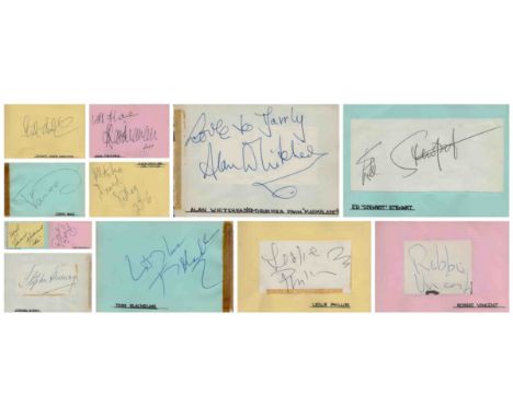 TV/Film/music autograph book. Amongst signatures are Tommy Vance, Tony Blackburn, Alan Whitehead, Stephen Murray, Edward Wood