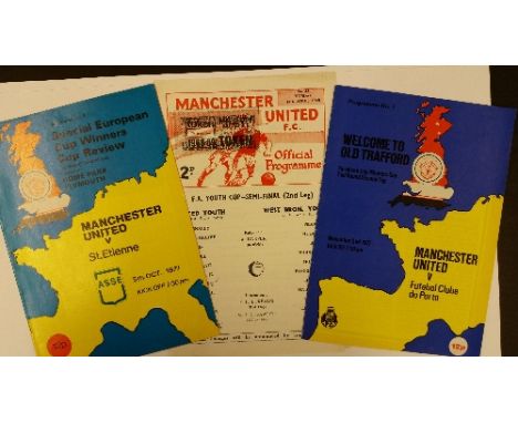 FOOTBALL, Manchester United programmes for European matches, 1957/8-1977/8, inc. home & away for Benfica (1965/6 EC QF); Dukl