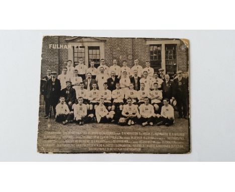 FOOTBALL, original team photo of 1907/8 Fulham squad and officials, pub. by Albert Wilkes, with numbered key to names to lowe