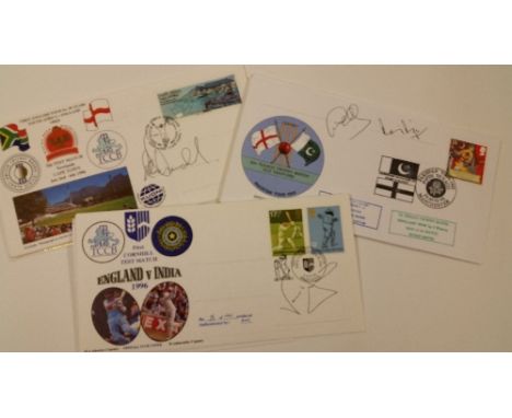 CRICKET, signed commemorative covers, some multiple signed, inc. Border, Lamb, S. Waugh, Warne, Pollock, Walsh, Donald, A. Ho