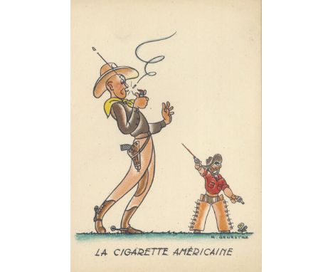TOBACCO, advert postcards, La Cigarette Anglaise, Americaine & Russe, pub. by Barre & Dayez, Nos. 1408-F, K & L, artwork by R