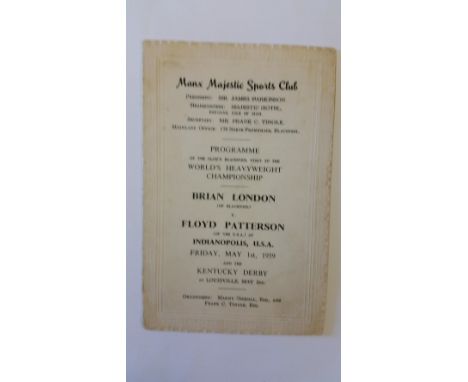 BOXING, itinerary booklet for Manx Majestic Sports Club's visit to 1959 heavyweight Championship fight between Brian London &