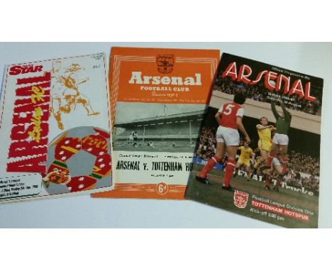 FOOTBALL, Arsenal programmes, inc. v Tottenham 1952/3; 1978 onwards, FA Cup, Australian pre-season tournament etc., G to EX, 