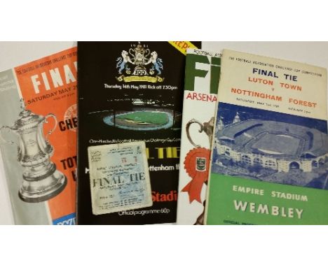 FOOTBALL, FA Cup Final programmes inc. 1955 (punch-holed), 1959 (with ticket), 1967 (each with songsheets) etc., FR (1) to EX