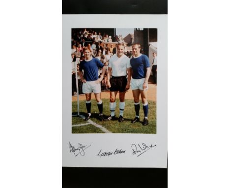 FOOTBALL, signed colour photo (8 x 10) by Alan Ball, George Cohen & Ray Wilson, full-length together for Fulham v Everton (Ap