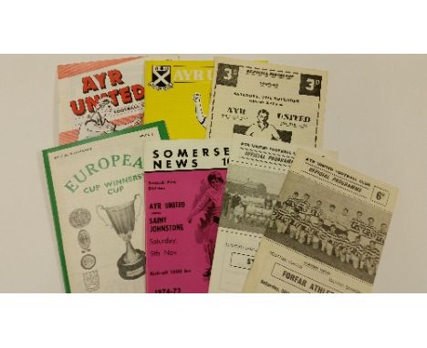 FOOTBALL, Scottish programmes, 1960s-1980s, inc. Ayr United home (24), 1962/3 to 1987/8, mainly one-per-season; Hibs v Sporti