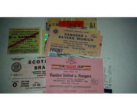 FOOTBALL, Glasgow Rangers ticket stubs, mainly 1980s, inc. some Cup Finals, G to EX, 25*