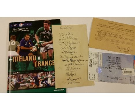 RUGBY UNION, inc. signed card by Wales XV, 12 signatures, Wooller, Morgan etc; 1937/8 selection card to E. Watkins for Final 
