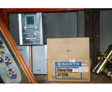 A Sanyo stereo tuner JT220L model, boxed and a Panasonic tape radio system