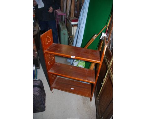 A 3 shelf open bookcase, 25" wide x  9" deep x 3' tall.