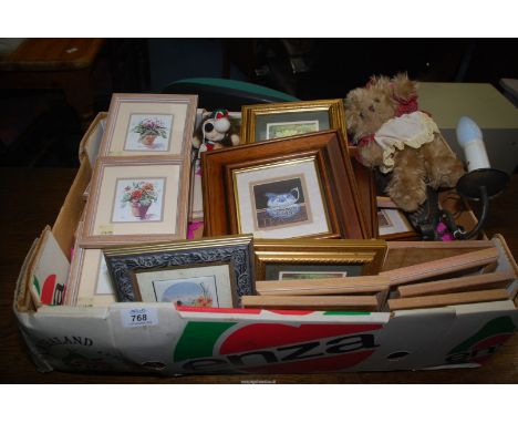 A quantity small framed prints: flowers, fruit etc.