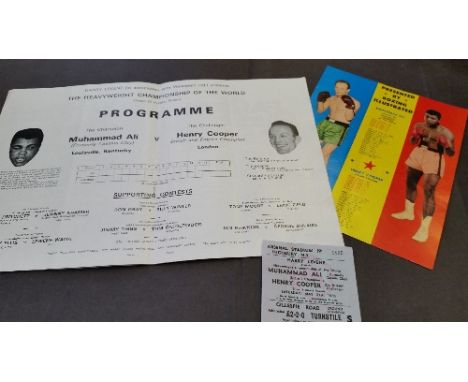 BOXING, programme & ticket for Ali v Cooper, 1966, at Highbury, VG, 2