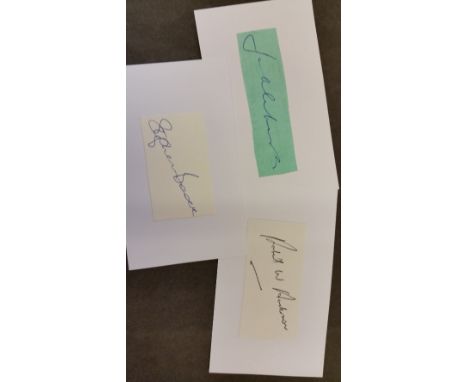 CRICKET, signed small cards, clipped pieces etc., by New Zealand players, inc. Alabaster,Anderson, Boock, Bracewell, Burtt, L
