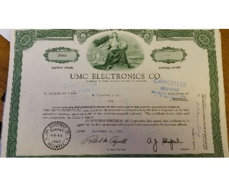 SHARE CERTIFICATES, US selection, all illustrated, 1939 (1) ow 1960s, inc. General Foods, Phelps Dodge, Peel-Elder, Quaker Ci