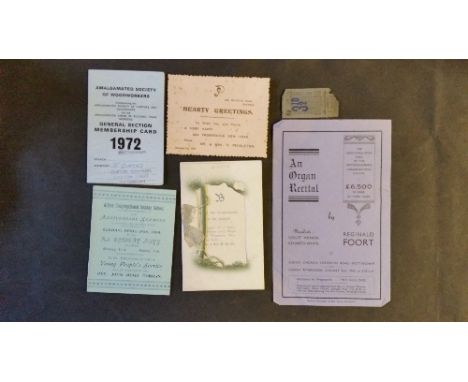 NOTTINGHAMSHIRE, selection of ephemera, inc. payment cards, invoices, church services, concerts, expenses reports, appointmen