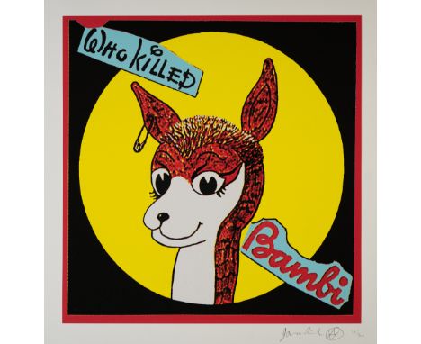 Jamie Reid (British, b.1947)Who Killed Bambi?, 2021Giclée printed in colours, signed in pencil lower right, with a logo, and 