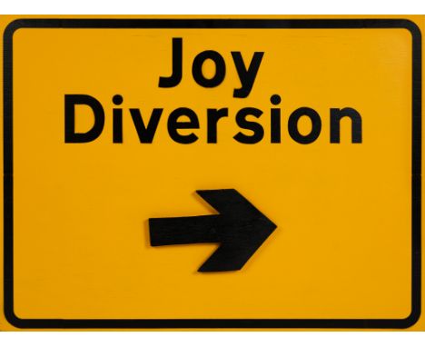 Dr D (British)Joy Diversion, 2021Sign with a moveable 3D arrow, upcycled 18mm deep ply, hand-finished with stencils in spray 
