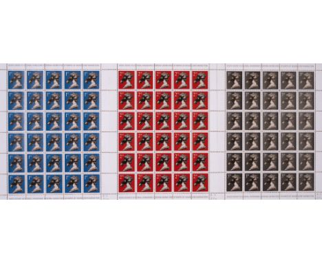 James Cauty (British, b.1956)Covidian Culture, 2020A set of three Stamps of Mass Destruction sheets, gummed and perforated, i