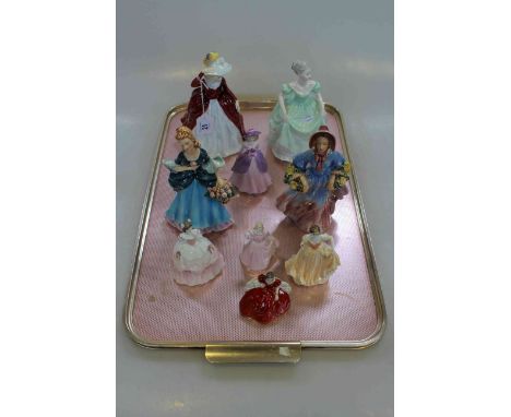 Collection of seven Coalport figures and pair Goebel figures (9).