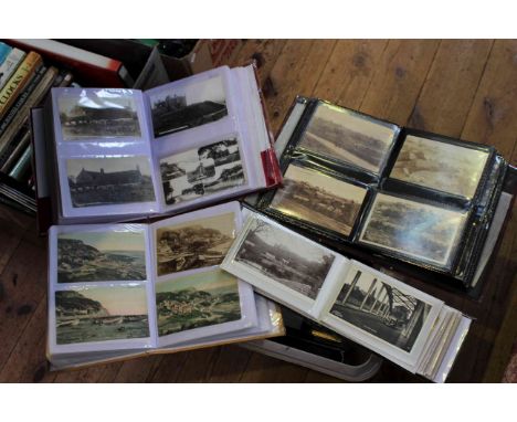 Nine albums of North Yorkshire postcards, to include Easington Rectory, Chas Palmer's Funeral, Football Team, Tiger Inn Easin