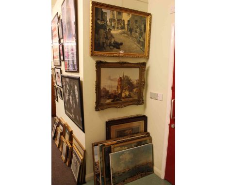 Three lithograph poster prints and nine various pictures.