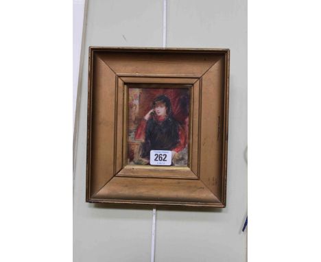 Small gilt framed portrait with label verso, Dame Eleanora Kendrik, 10.5cm by 9cm.