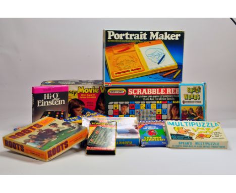 Group of retro / vintage / collectable games including Portrait Maker, Scrabble, Disney Movie Maker plus others. Appear compl