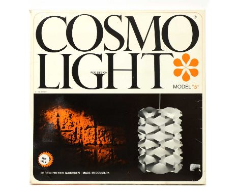 A 'Cosmo Light Model 5' pendant light,1960s, designed by Preben Jacobsen for Quality System, composed of multiple white plast