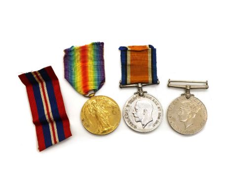 A WWI medal pair, named to 24528 PTE A. Brett, Suff. R, comprising the British War Medal 1914-18 and Victory Medal, with ribb